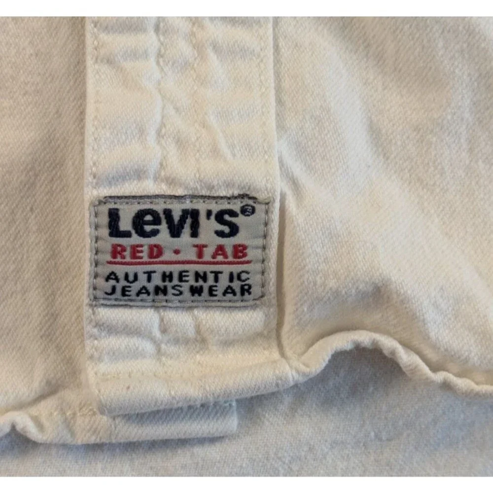 Vintage 1996 Levi's Red Tab Denim Shirt Jacket Shacket Off White Mens XXL
